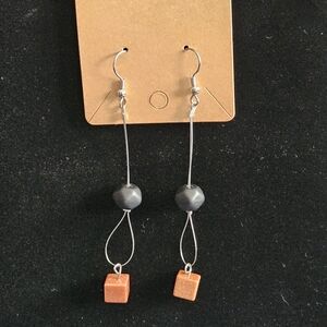 Chic Silver and Brown Dangle Earrings
